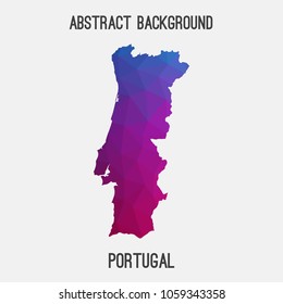 Portugal map in geometric polygonal,mosaic style.Abstract tessellation,modern design background,low poly. Geometric cover, mockup. Vector illustration.