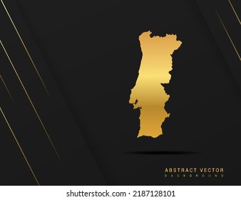Portugal map of gold gradient style vector Illustration.