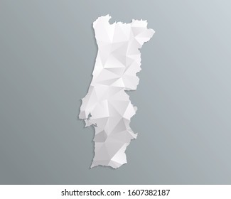 Portugal map gray in polygonal style on dark background. isolated vector illustration eps 10.