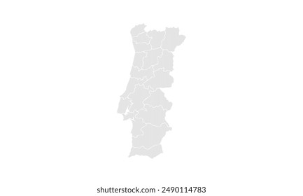 Portugal map Grayscale,isolated on white background for website layouts,background,education, precise,customizable,Travel worldwide,map silhouette backdrop,earth geography, political,reports.