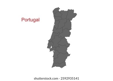 Portugal map. Map of Portugal in grey color