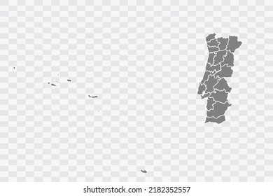 Portugal Map grey Color on White Background quality files Png