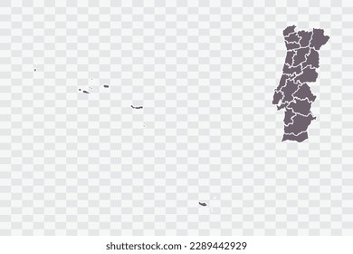 Portugal Map Grey Color on White Background quality files Png