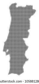 Portugal Map halftone vector pictogram. Illustration style is dotted iconic Portugal Map symbol on a white background. Halftone matrix is circle dots.