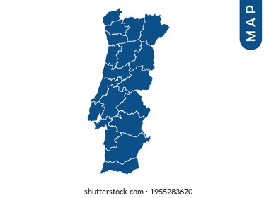 Portugal map High Detailed on white background. Abstract design vector illustration eps 10