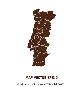 Portugal map High Detailed on white background. Abstract design vector illustration eps 10
