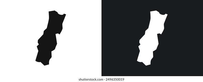 Portugal, Kartensymbol, lineare Grafikset, Vektor in Schwarz