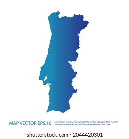 Portugal map , infographic style , blue gradient color , on white background with Map World. Wire frame 3D mesh ,