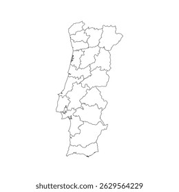 Mapa de Portugal com detalhes intrincados do contorno preto