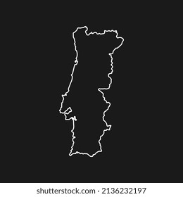 Portugal Map Isolated On Black Background.