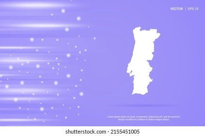 Portugal Map Isolated On Purple Background. Vector Illustration.