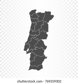 Portugal map isolated on transparent background