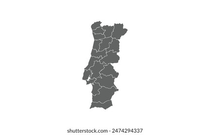 Portugal map isolated on white background. for website layouts, background, education, precise, customizable, Travel worldwide, map silhouette backdrop, earth geography, political, reports.