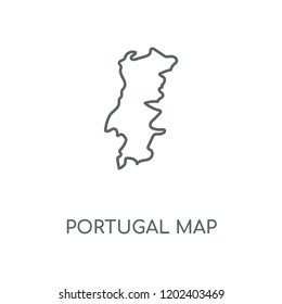 Portugal map linear icon. Portugal map concept stroke symbol design. Thin graphic elements vector illustration, outline pattern on a white background, eps 10.