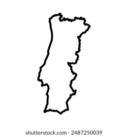 Portugal map linear logo mark in black and white