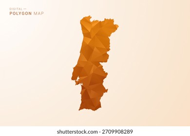 Portugal Map - Low Poly Polygon Vector Illustration in Orange Hue, Clean Geometric Style, Isolated on White Background.
