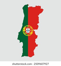 portugal map with national flag. Vector Illustration	