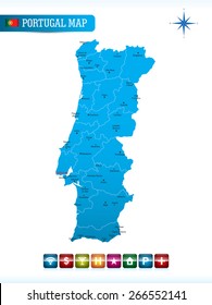 Portugal Map with Navigation Icons