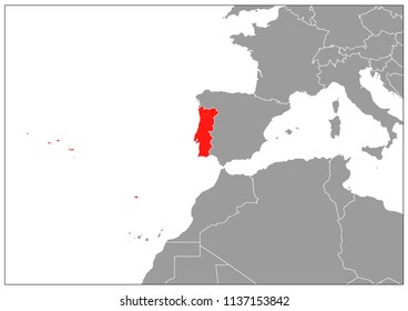 Portugal map on gray base 