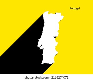 Portugal Map on retro poster with long shadow. Vintage sign easy to edit, manipulate, resize or colorize.