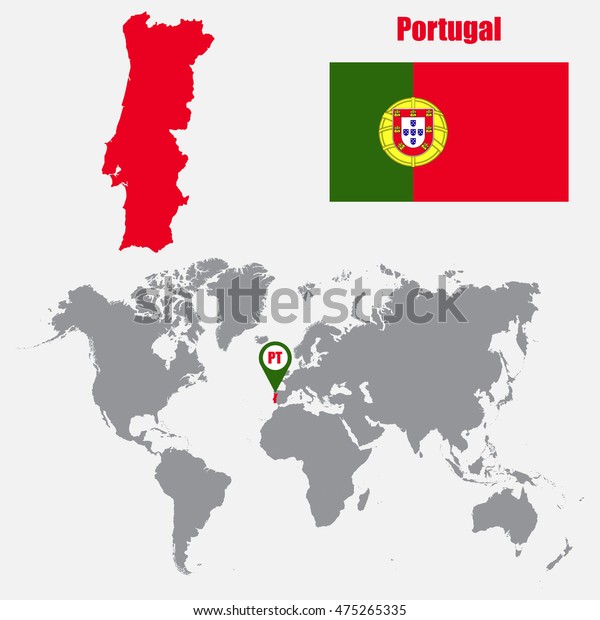 Portugal Map On World Map Flag Stock Vector Royalty Free 475265335