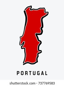 Portugal map outline - smooth simplified country shape map vector.