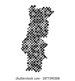 Portugal Karte aus dem Muster der schwarzen Hombusse verschiedener Größen. Vektorgrafik.