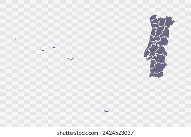 Portugal Map pewter Color on White Background quality files Png