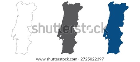 Portugal map plain set. Map of Portugal in blank set.