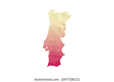 Portugal Map - Polygon Style Vector Illustration in Peach and Pink Gradient, Low Poly Geometric Design, Isolated on White Background for Infographics and Projects.