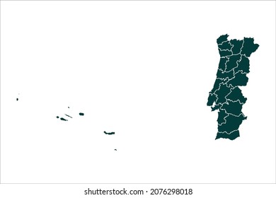 Portugal map Sacramento green Color on White Backgound