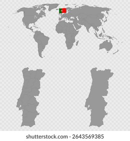 Portugal Mapa Conjunto com Localização Mundial.