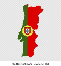 Portugal map silhouette with flag.