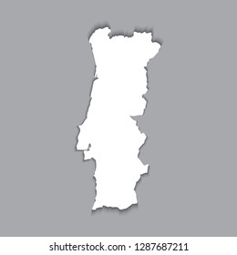 Portugal map silhouette with shadow effect. EPS10 vector with transparency organized in layers for easy editing.