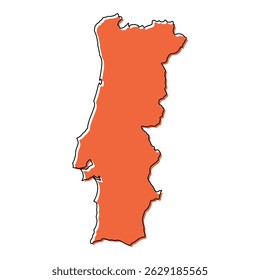 Portugal map symbol shape, travel web flat concept icon vector illustration .