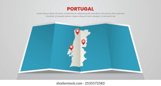 portugal map travel with pin tag location design Illustration