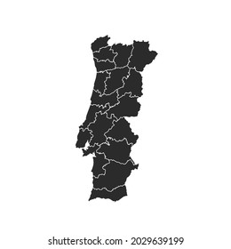 Portugal map vector, dark color.isolated on transparent background. 