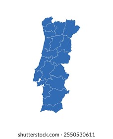 Ícone do vetor Portugal Map. Mapa colorido minimalista de Portugal.