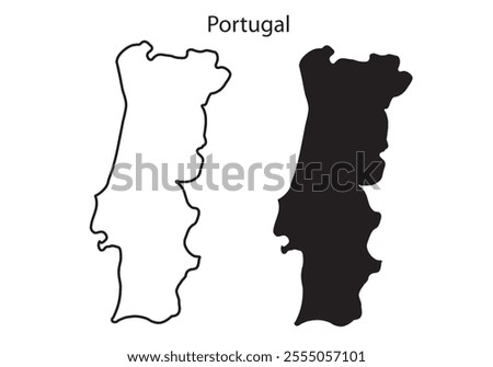 Portugal map vector illustration, Portugal map silhouette, Portugal country 