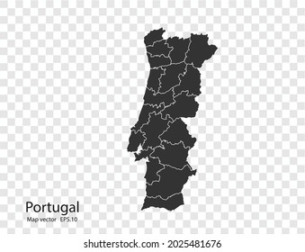 Portugal map vector, isolated on transparent background