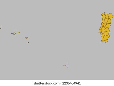 Portugal map vector, Isolated on gray background
