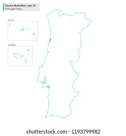 portugal map vector line illustration on white background