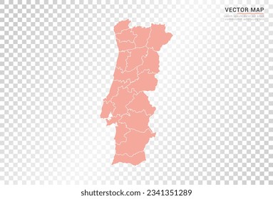 Portugal map vector orange color on transparent background.