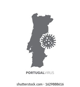 Portugal map with a virus microbe. Illness and disease outbreak