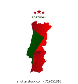 Portugal map with waving flag. Vector illustration.