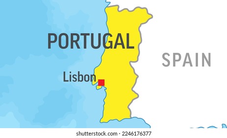 Portugal Map. Zoom on World Map. Vector Illustration