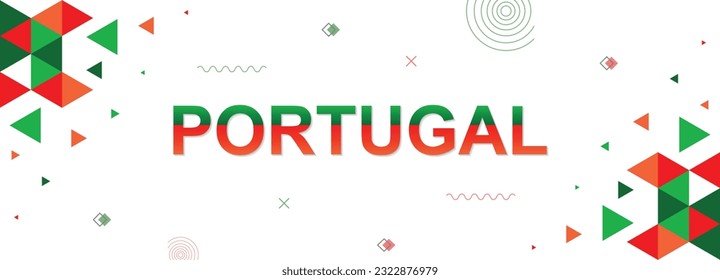 Portugal nation day banner abstract background, flag colors combination, suitable for national celebrations and festivals, red and green color geometric design with shapes