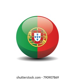 Portugal national circle button flag background texture. Vector illustration.