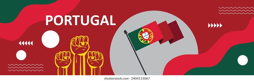 Portugal national day banner design. Portuguese flag color, Happy holiday. Independence and freedom day.Poster, banner, template vector design..eps