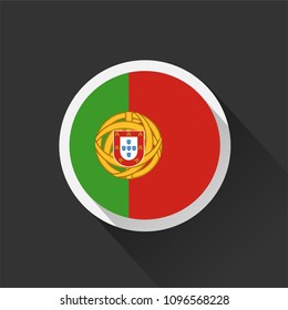 Portugal national flag on dark background. Vector illustration.